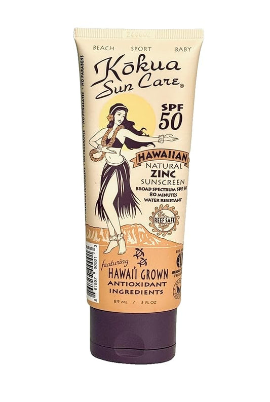 Kokua Sun Care SPF 50/80 Lotion Hawaiian Reef Safe Non Nano Zinc Oxide Sunscreen for Face & Body, Moisturizing Sun Protection Cream, Mineral Water Resistance, Cruelty Free, Natural Vegan Formula-VivaGrace Women
