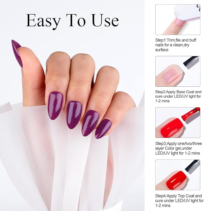 Imtiti Purple Gel Nail Polish, 1 Pcs 15ml Rebecca Purple Color Soak Off LED Long-Lasting Nail Gel Polish Nail Art Starter Manicure Salon DIY at Home, 0.5 Fluid Ounces