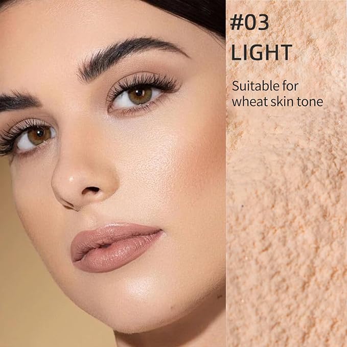 Erinde Nude Translucent Matte Setting Powder with Puff, Face Loose powder Makeup, Oil Control Finishing Powder, Lightweight Blurring Powder, Waterproof, 24H Long-Lasting, Creates Soft Focus Effect-VivaGrace Women