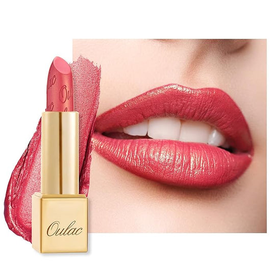Oulac Glitter Lipstick for Women with Metallic 3D Shine Lightweight Hydrating Formula, High Impact Lip Color, Vegan Beauty, Full Coverage Lip Makeup, Christmas Gifts for Women, Viva La Vida(25)-VivaGrace Women