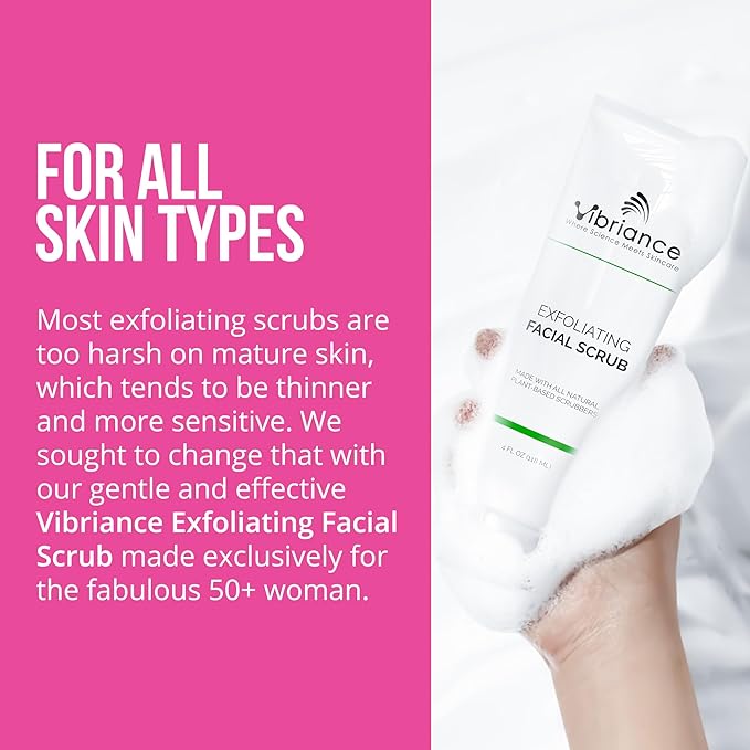 Vibriance Ultra-Gentle Face Scrub, 4 fl oz - Exfoliating Facial Wash Unclogs Pores - Sulfate and Paraben-Free Exfoliator For All Skin Types - Made with Natural Ingredients-VivaGrace Women