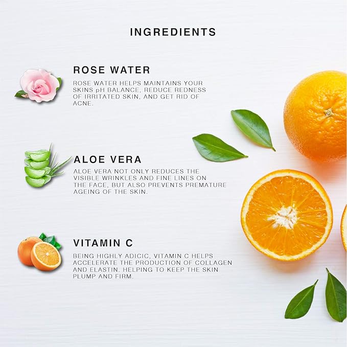 Vitamin-C Face Mist & Setting Spray for All Skin Types - Hyaluronic Acid, Aloe Vera & Rose Water - Skin Brightening, Anti-Aging, Moisturizing, Pore Minimizing - 4 Fl Oz-VivaGrace Women