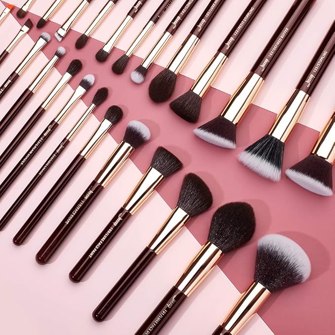 Jessup Makeup Brushes Set Professional, 25PCS Premium Natural Powder Foundation Eyeshadow Blending Concealer Blusher Highlight Labeled Brushes, T280-VivaGrace Women