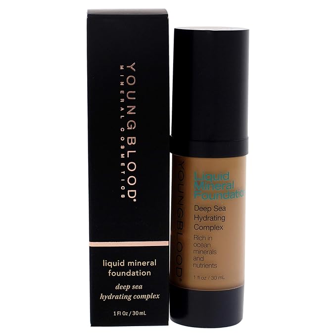 Youngblood Clean Luxury Cosmetics Liquid Mineral Foundation | Full Coverage Mineral Lightweight Makeup All Skin Types | Vegan, Cruelty Free, Paraben Free, Gluten (Suntan)-VivaGrace Women