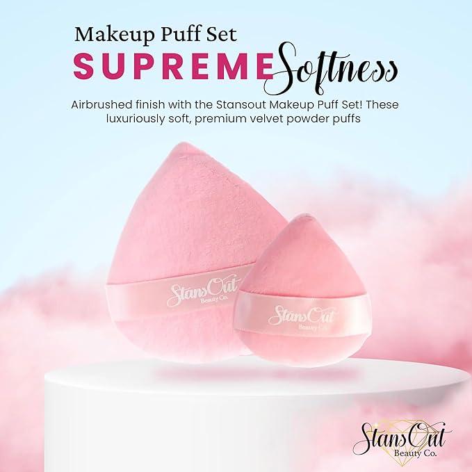 StansOut Beauty Velvet Makeup Puff Set (2-Pack) - Luxuriously Soft Powder Puffs for Seamless Face Makeup Application - Premium Quality - Perfect for Flawless On-the-Go Touch-Ups-VivaGrace Women