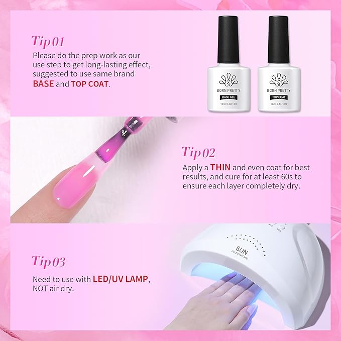 Born Pretty Jelly Gel Nail Polish Set - Milky Jelly Hot Pink Translucent Gel Polish - Spring Summer Neon Pink Valentine's Day Gift 6PCS-VivaGrace Women