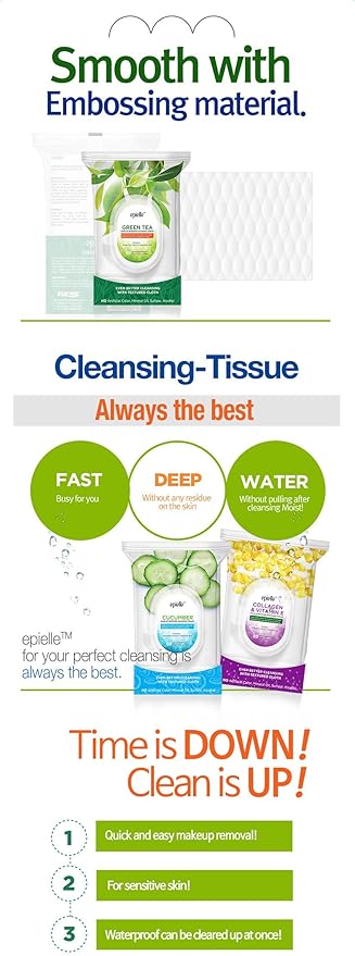 Epielle Tea Tree Facial Wipes, 60 ct, Pack of 2, Refreshing & Soothing, Perfect for Spa Days, Beauty Gifts, Korean Skincare Gift Set