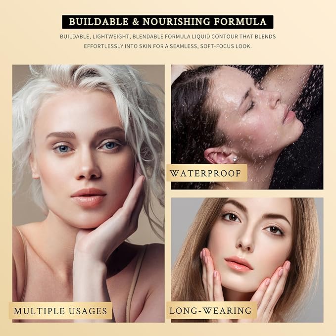 KIMUSE Soft Liquid Contour Stick, Glow Liquid Cream Bronzer, Weightless, Long-Wearing, Smudge Proof, Natural-Looking, Blendable, Bronzer Makeup-VivaGrace Women