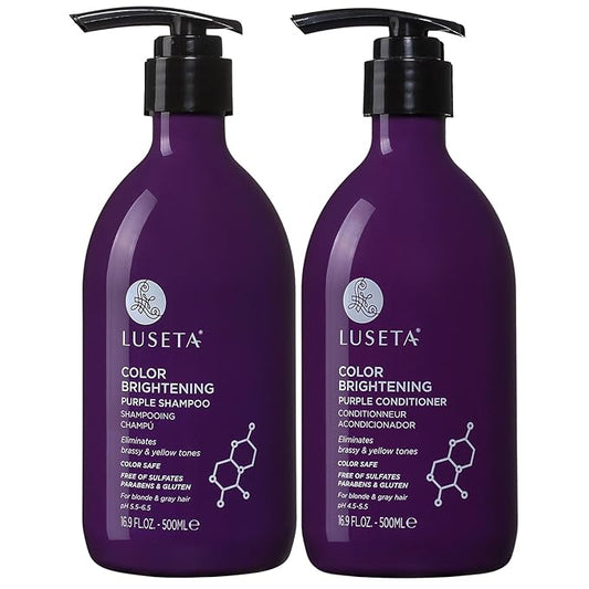 Luseta Purple Shampoo and Conditioner Set for Blonde, Gray - Color Treated Hair - Sulfate Free Paraben Free - Infused with Cocos Nucifera Oil for Curly and Damaged Hair - 2x16.9oz-VivaGrace Women