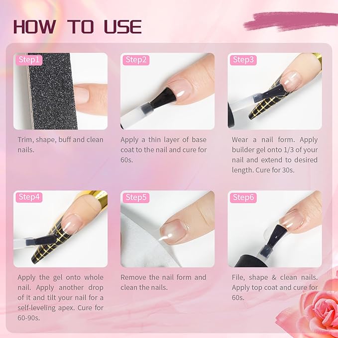 JODSONE Builder Color Gel Top Coat Base Coat Extension Gel 24 PCS Kit Long Lasting High Gloss Gift For Women-VivaGrace Women