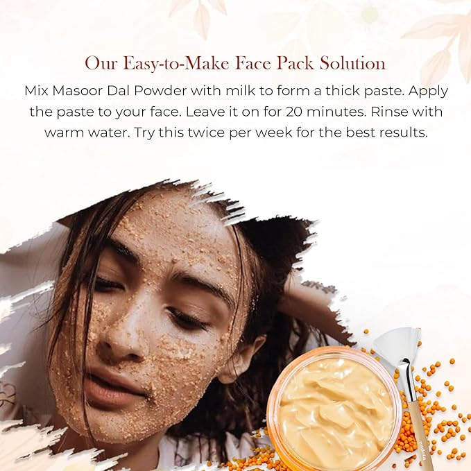 100% Natural Masoor Dal Powder | (3.5 Oz) Organic Lentils Powder for Face & Skin | Red Lentils Powder for Natural Face Pack | Dried Masoor Dal Cleansing Powder & Skin Brightener for Face-VivaGrace Women