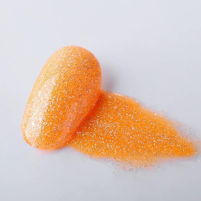 Imtiti Gel Nail Polish, 1 Pcs 15ml Translucent Glitter Coral Orange Color Soak Off UV LED Nail Gel Polish Nail Art Starter Manicure Salon DIY at Home Nail Lamp Needed