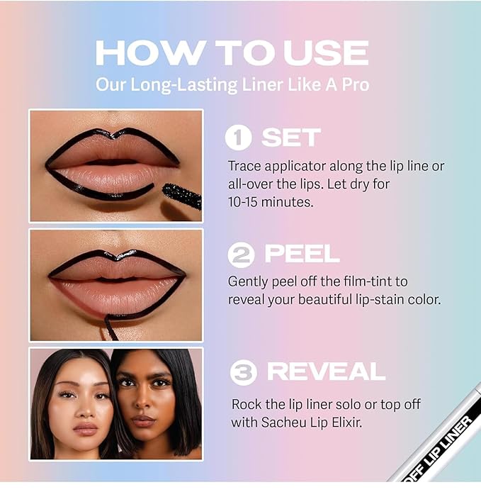 Longwear Peel-off Lip Stain Marker Peel Off with Vitamin E - Smudge-Resistant Lip Liner & Base for All Skin Types (01#)-VivaGrace Women