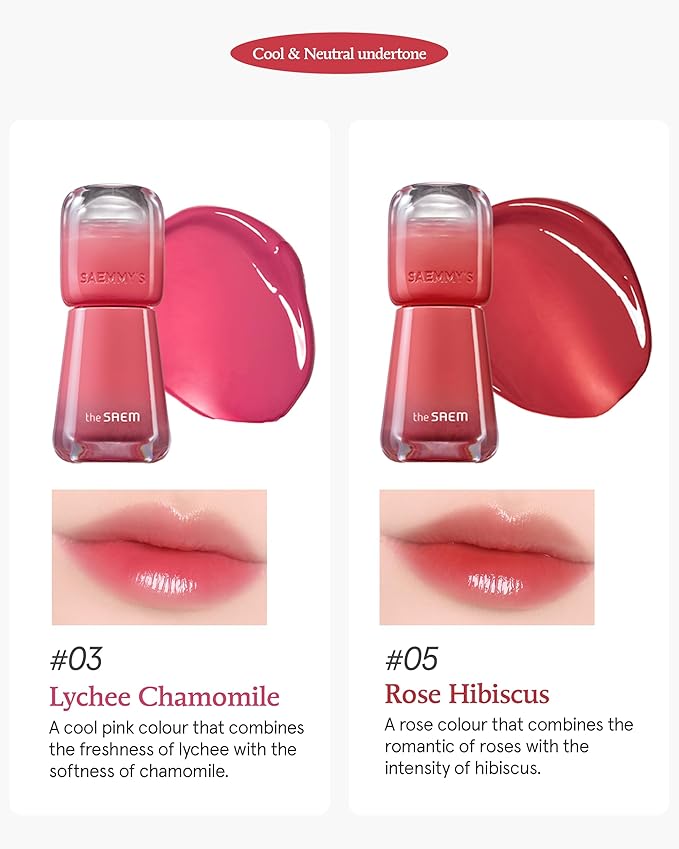 THESAEM Saemmy's Ade Shot Tint (03, 05) - Korean Lip Titnt, Water Gel Lip Stain with Plump Glowy Moisturizing Finish, Buildable Radiant Gloss, Long-Lasting Comfort, 0.1 fl.oz.-VivaGrace Women
