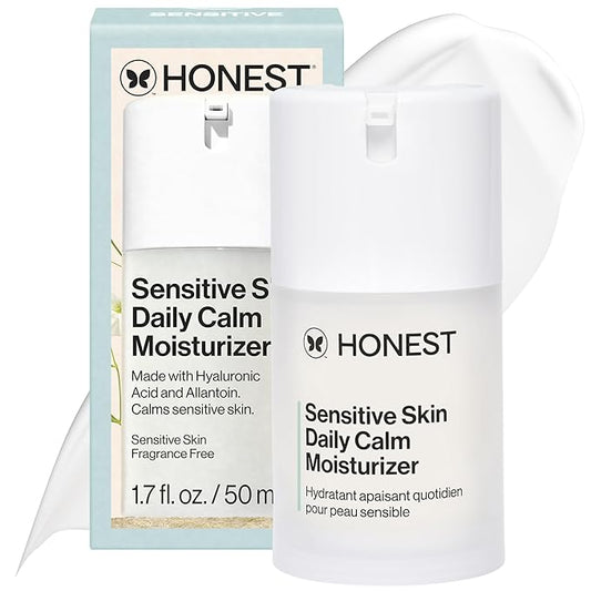 Honest Beauty Sensitive Skin Daily Calm Lightweight Moisturizer | Reduces Redness, Hydrates, + Calms Skin | Hypoallergenic, Fragrance Free, Vegan | 1.7 fl oz-VivaGrace Women