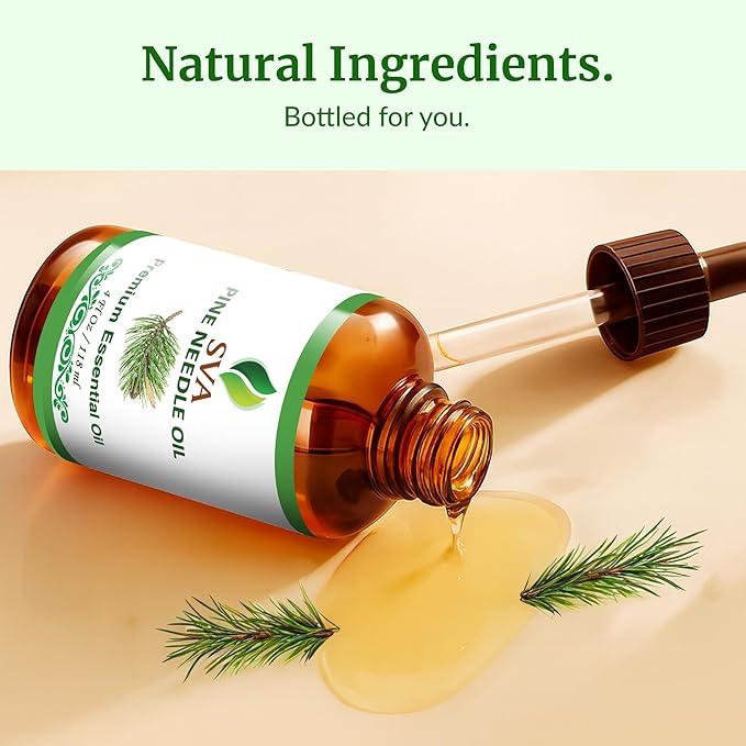 SVA Pine Needle Essential Oil – 4 Fl Oz – 100% Natural Pine Needle Oil - for Diffuser, Hair Care, Face, Skin Care, Aromatherapy, Scalp and Body Massage, Soap and Candle Making – with Dropper-VivaGrace Women