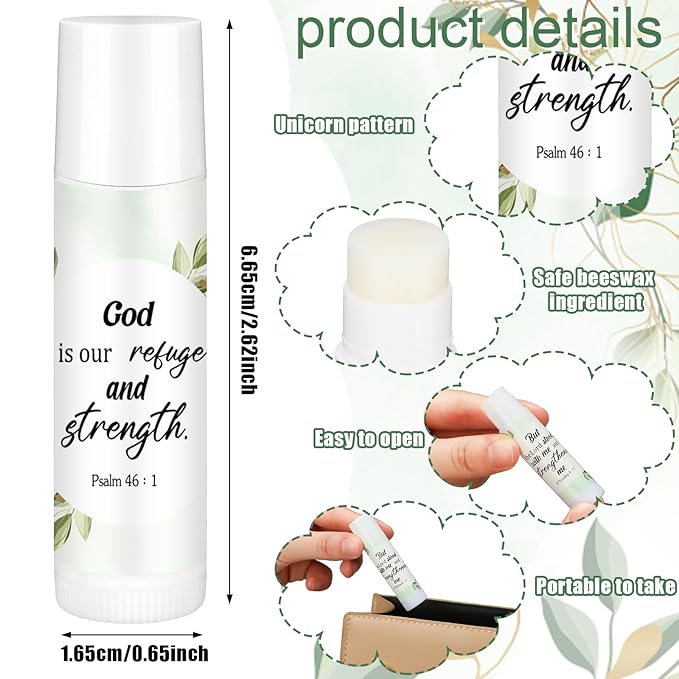 50 Pcs Bible Verse Lip Balm Bulk Christian Gift for Women Faith Religious Moisturizing Lip Care Product Stocking Stuffers with Inspirational Scripture Happy Moment Praise God for Friend-VivaGrace Women