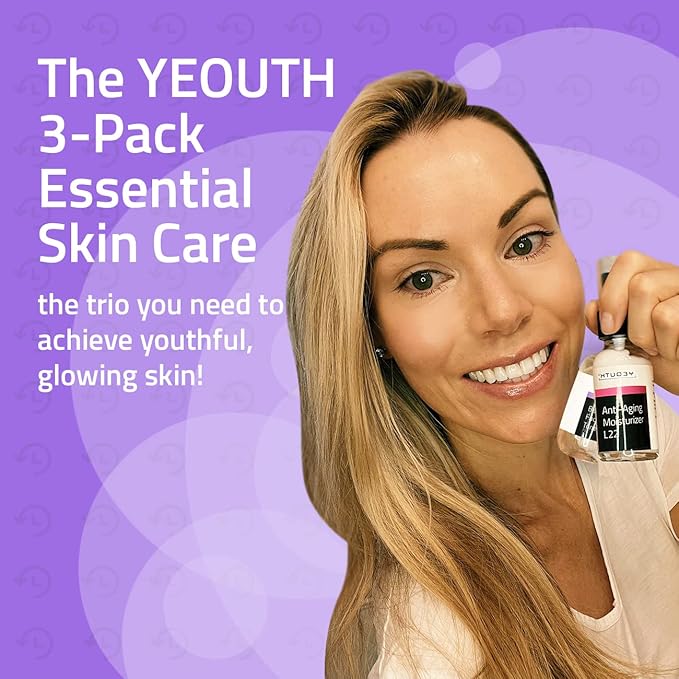 YEOUTH Skin Care Set: Hyaluronic Acid Serum with Vitamin C, Face Toner, Face Moisturizer, Skincare Kit for Hydrating and Smooth Looking Skin, Facial Kit 3-Piece-VivaGrace Women