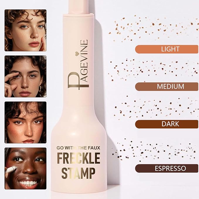 Freckle Stamp Pen, Waterproof Fake Freckles Makeup Tool, Upgrade Liquid Faux Freckles Pen, Quick-Dry, Long-Lasting, Lifelike, Natural Sunkissed Makeup, with Multi-Prong Precision Stamp Head (Light)-VivaGrace Women