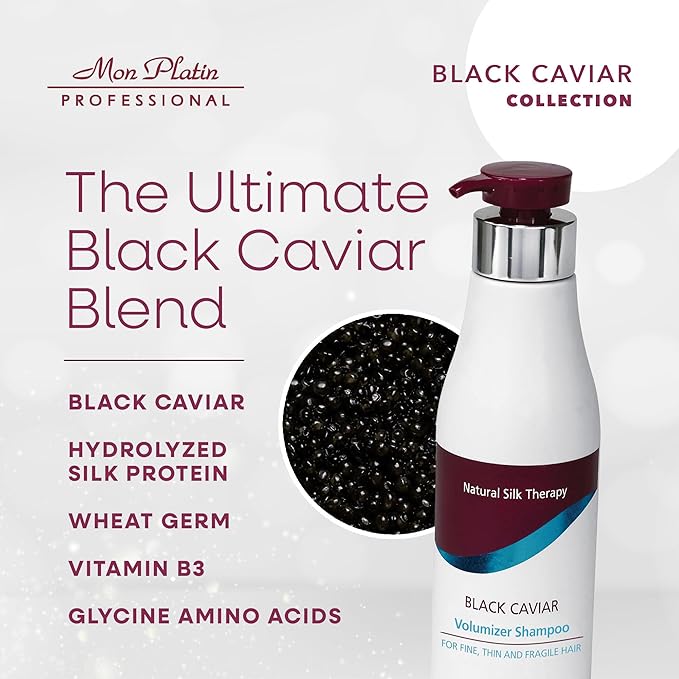 Mon Platin Professional Black Caviar Volumizer Hair Shampoo - For Fine, Thin, Fragile Hair - Enriched with Black Caviar, Hair Shampoo for Damaged hair, Volume Shampoo, SLS/Salt Free 500ML-VivaGrace Women