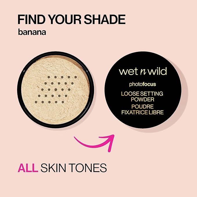 wet n wild Photo Focus Loose Baking Setting Powder, Highlighter Makeup, Suitable for All Skin Tones, Banana-VivaGrace Women