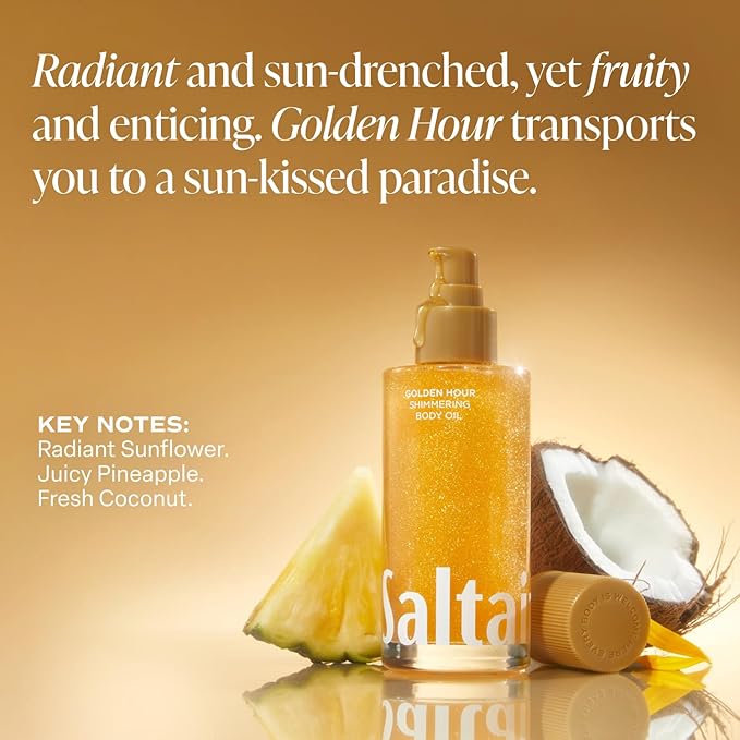 Saltair Shimmering Body Oil - Golden Hour Scented Dry Oil Moisturizer with Light-Reflecting Pearl Pigments. Moisturizing Glow for All Skin Types - 4 Fl Oz-VivaGrace Women