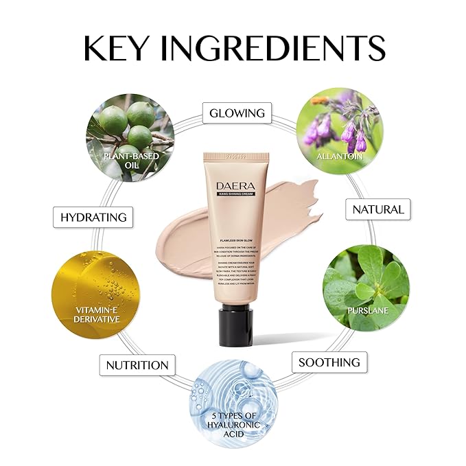 DAERA Kang Shining Korean BB Tinted Moisturizer Cream (1 Color,Neutral), Self Adjusting BB Cream,1.35 fl oz, Glowing Skin Natural Makeup, Buildable Coverage, Lightweight-VivaGrace Women