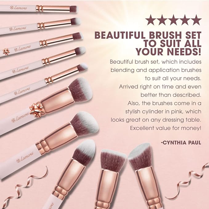 Kabuki Makeup Brush Set - Foundation Powder Blush Concealer Contour Brushes - Perfect for Liquid, Cream or Mineral Products - 10 Pc Collection with Premium Synthetic Bristles for Eye and Face Cosmetic-VivaGrace Women