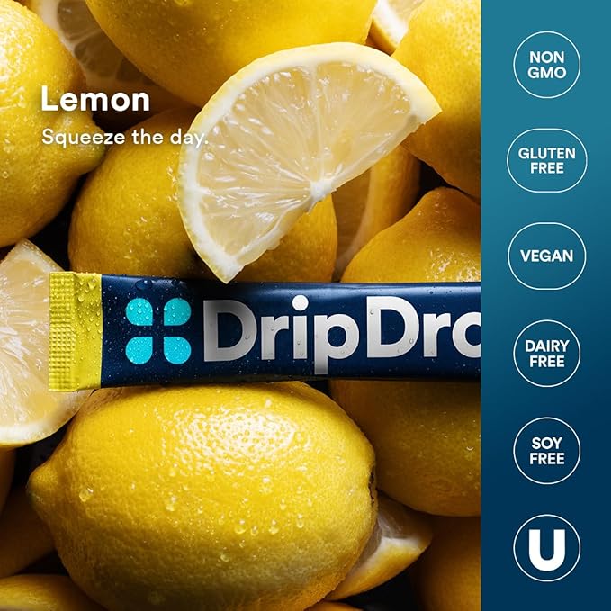 DripDrop Hydration Packets - Lemon - Single Serve Electrolytes Powder Drink Mix - Non-GMO, Gluten Free, Vegan - 32 Sticks-VivaGrace Women