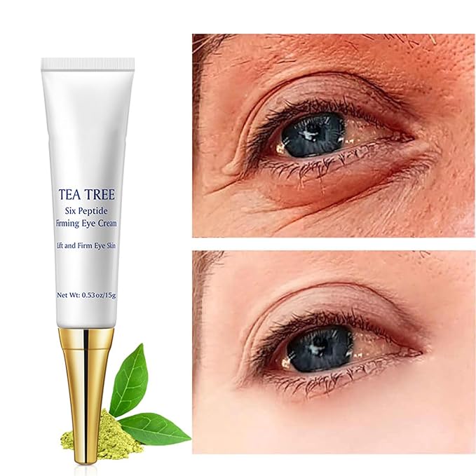 Eye Cream for Dark Circles Under Eye Cream for Puffiness and Bags Tea Tree Six Peptide Fiming Anti-Aging Eye Cream for Wrinkles Improve Fine Line Eye Repair Care,15g/0.53oz-VivaGrace Women