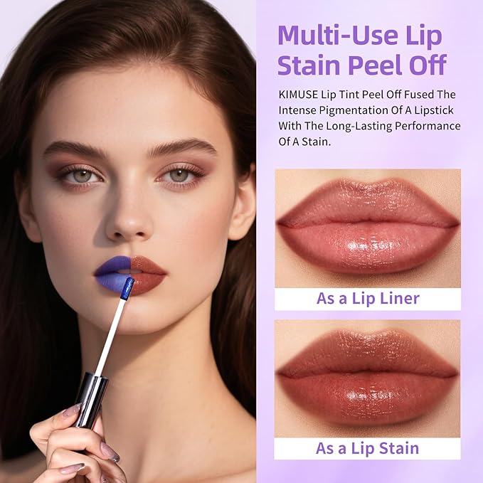 KIMUSE Lip Stain Masque: Peel Off Lip Stain Long Lasting Waterproof 12HR Transfer Proof & Hydrating Tint, Instant Lip Color With Natural Matte Effects, Vegan & Easy To Use-VivaGrace Women