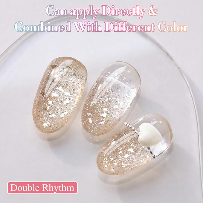 Double Rhythm 0.5Oz Glitter Gel Polish Shimmer Reflective Color for Nail Art Salon DIY Soak Off 15ml Nail Lamp Gel Polish at Home (Golden-B1160)