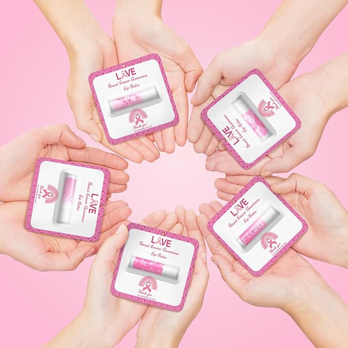 30 Pack Breast Cancer Awareness Favors Bulk Lip Balms Gifts Pink Ribbon Lip Balms Favors Breast Cancer Awareness Month Accessories Support Party Items Decorations for Women Men Survivors-VivaGrace Women