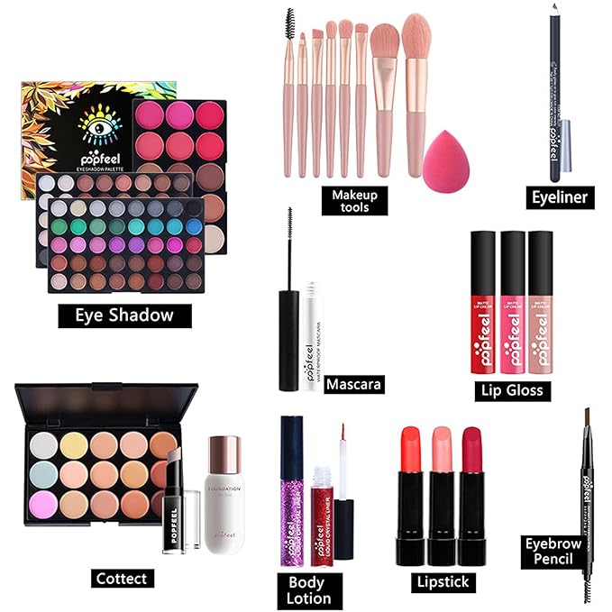 Professional Makeup Kit for Women Full Kit, Makeup Set Cosmetic Make Up Kit with Makeup Bag Include Eyeshadow Palette Makeup Brushes Set Lipstick Lip Gloss Foundation Concealer-VivaGrace Women