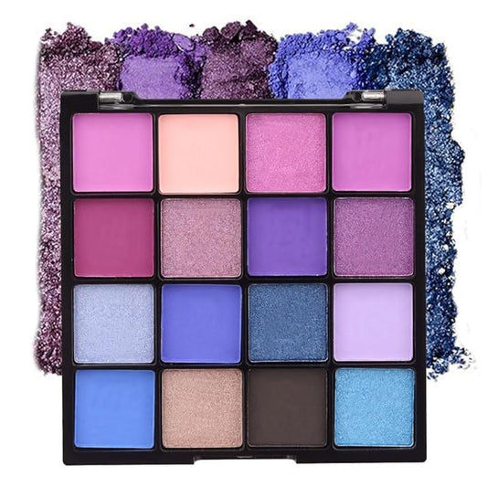 16 Colors Blue Pink Champange Matte Shimmer Eyeshadow Palette for Eye Makeup,High Pigmented Brown Eye Shadow Primers Powder Palet de sombras de ojos-VivaGrace Women