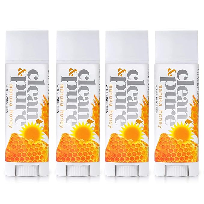 Lip Balm 4-Pack (Manuka Honey with Sunscreen) | Lip Care Set With 100% All Natural Beeswax | Vitamin E Oil | Flavored Lip Balm for Dry, Chapped Lips | Made in Australia-VivaGrace Women
