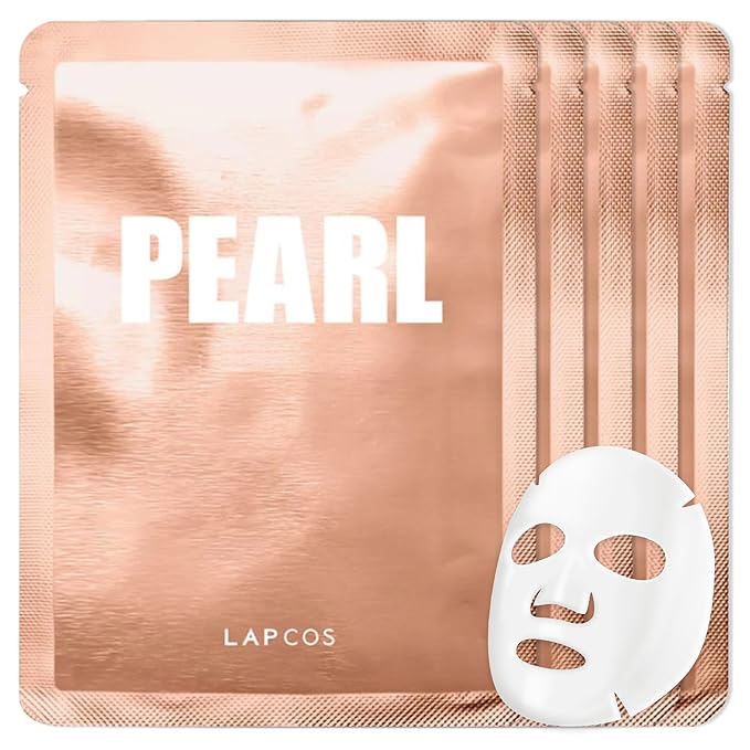 LAPCOS Pearl Sheet Mask, Daily Face Mask with Probiotics to Clarify Skin, Korean Beauty Favorite, 5-Pack-VivaGrace Women