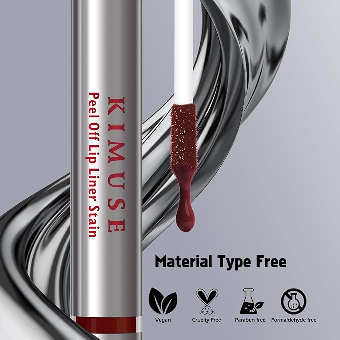 KIMUSE Peel Off Lip Liner Stain, Long Lasting Lip Tint Stain Peel Off, Waterproof, Transfer-Proof, Highly Pigmented Color Peel Off Lip Stain Liner, Matte Finish-VivaGrace Women