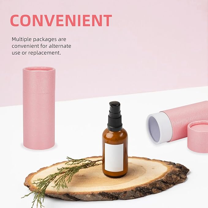 NICENEEDED 10 Pcs 30ml Empty Kraft Paper Jar Tube, Pink Round Paper Cardboard Containers With Lid, Essential Oil Bottle Packaging Case Gift Paper Tube for Pencils Tea Caddy Coffee Cosmetic Crafts-VivaGrace Women
