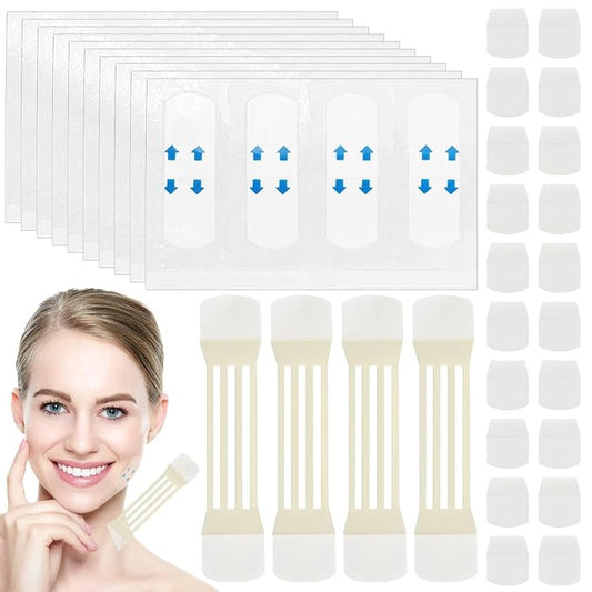 braxan 60 Pcs Neck Tape Lifting Invisible Set: Neck & Face Lift Tape Invisible - for Double Chin Jowls Eyes Sagging Skin, Special Events & Makeup-Friendly Use, Visible Results In Seconds-VivaGrace Women