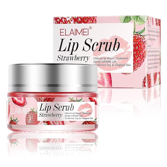 Lip Scrub, Exfoliator & Moisturizer, Lip Repair for Lush Soft Lips, Chapped Dry and Flaky Lips Treatment (Strawberry)-VivaGrace Women