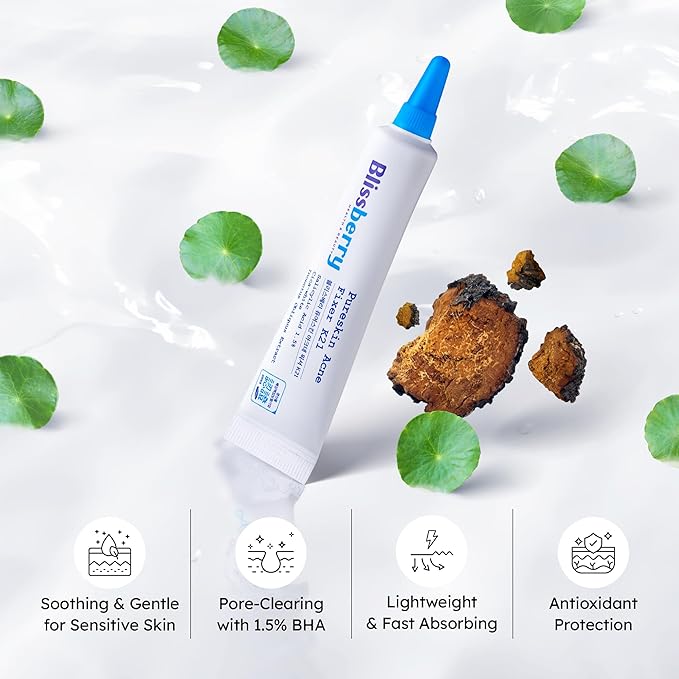 Blissberry Acne Gel - 1.5% Salicylic Acid, Acne Spot Gel For Blackheads & Whiteheads, Unclog Pores and Promote Pimple Healing, Alcohol Free & Oil Free, 0.5 Fl Oz