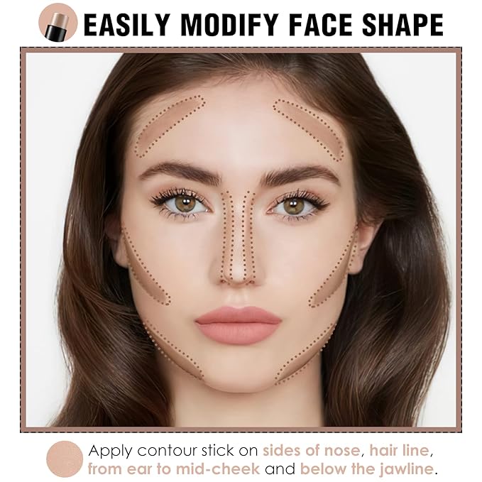 FOCALLURE Cream Contour Stick, Matte Bronzer Stick, Professional Face Shaping & Contouring Stick Makeup, Easy to Apply with Buildable Coverage, Long Lasting & Sweatproof, TORTILLA-VivaGrace Women