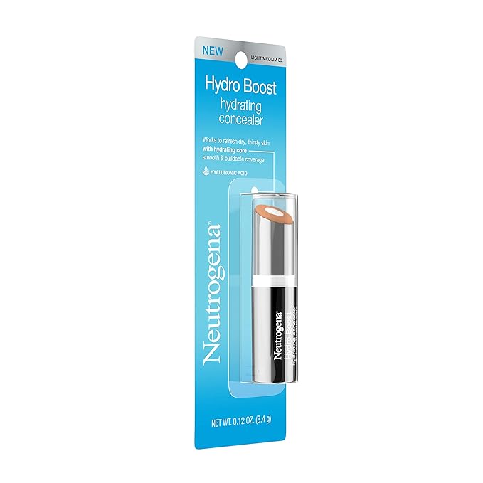 Neutrogena Hydro Boost Hydrating Concealer Stick for Dry Skin, Oil-Free, Lightweight, Non-Greasy and Non-Comedogenic Cover-Up Makeup with Hyaluronic Acid, 30 Light/Medium, 0.12 Oz-VivaGrace Women