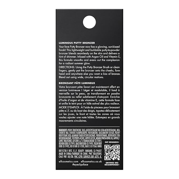 e.l.f. Luminous Putty Bronzer, Lightweight Putty-to-Powder Bronzer For A Radiant, Glowing Finish, Highly Pigmented, Vegan & Cruelty-Free, Island Hopping-VivaGrace Women