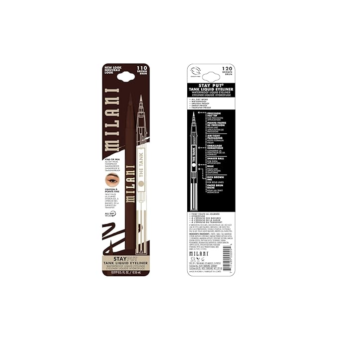 Milani The Tank Liquid Eyeliner - No-Skip Liquid Eyeliner Pen, Waterproof Formula, Makeup Pen, Long Lasting & Smudgeproof - 120 Brown