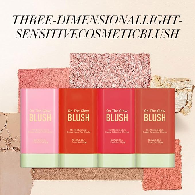 3-in-1 Cream Blush Stick for Cheeks Lips Eyes, Waterproof Natural Finish Tinted Makeup Stick, Hydrating Multi-Use Blush Balm-VivaGrace Women