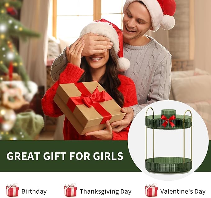 360° Rotating Makeup Organizer, Large-Capacity Skincare Make Up Storage 2 Tier Perfume Organizers Cosmetic Dresser Organizer with Makeup Brush Holder, Fits Bedroom, Bathroom, Vanity Shelf Countertop-VivaGrace Women