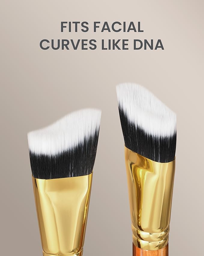 Desert Oak Series Terraced Contour Brush - 27mm Dual-Height Design with 5mm Flat Edge & 22mm Slope for Precision Sculpting, Bubinga & Brass (CM 191)-VivaGrace Women