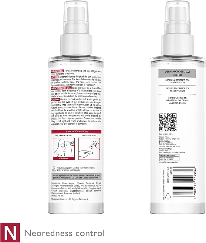 Redness Soothing Mist Toner, Facial Toner, Face Mist, Helps Soothe Redness, Hydrate, Even Skin Tone, for Sensitive & Red Skin, Alcohol-Free, pH Balanced Face Toner, Puri-CAPILIQUE-VivaGrace Women